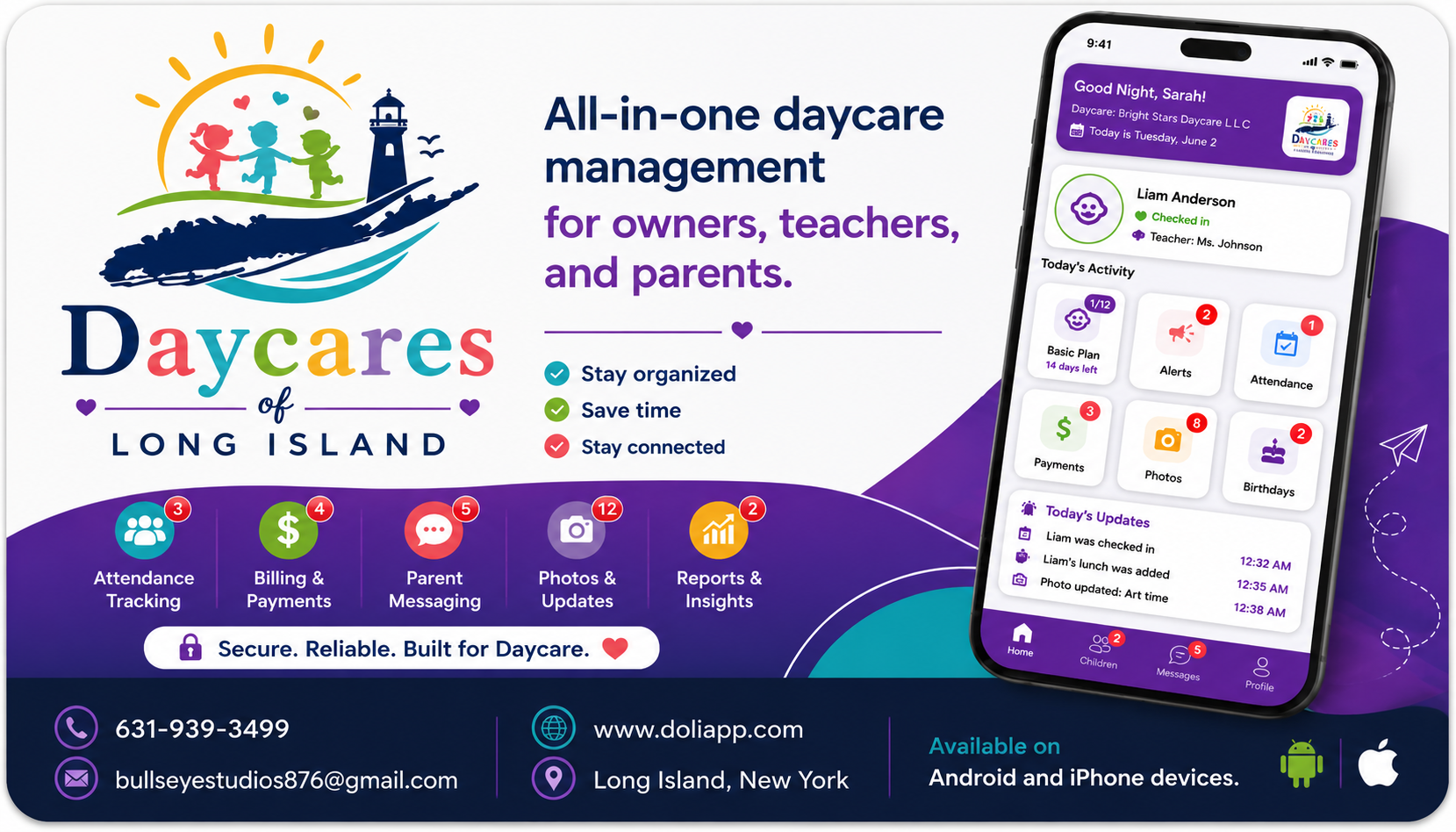 DoLI daycare management app promotional graphic
